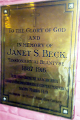 Janet Beck plaque